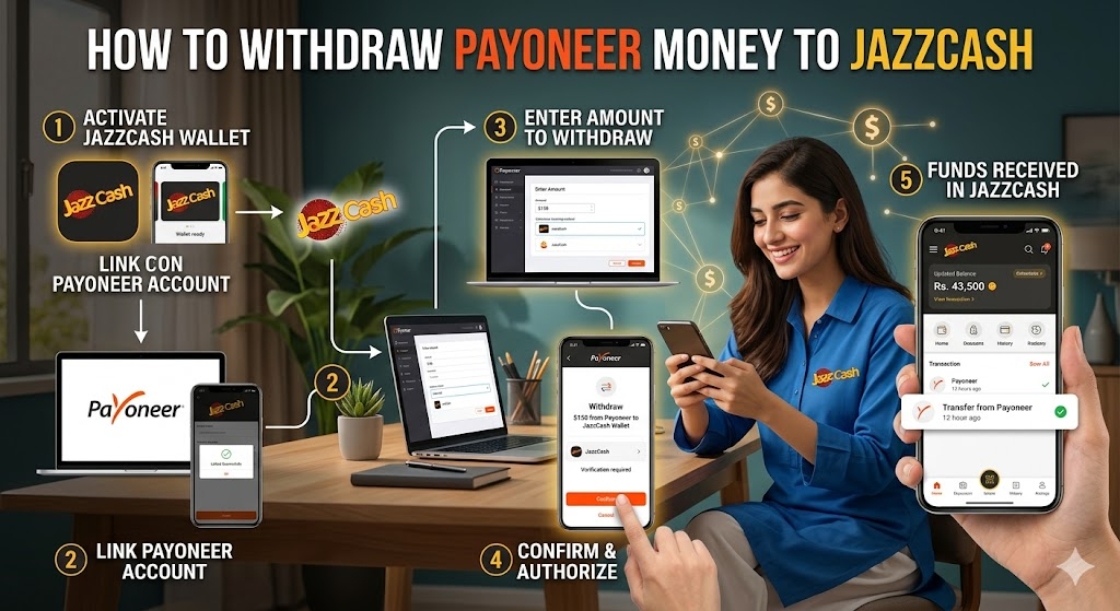 How to Withdraw Payoneer Money to JazzCash